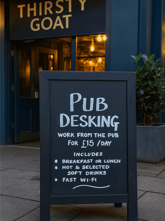 pub desking step up spaces