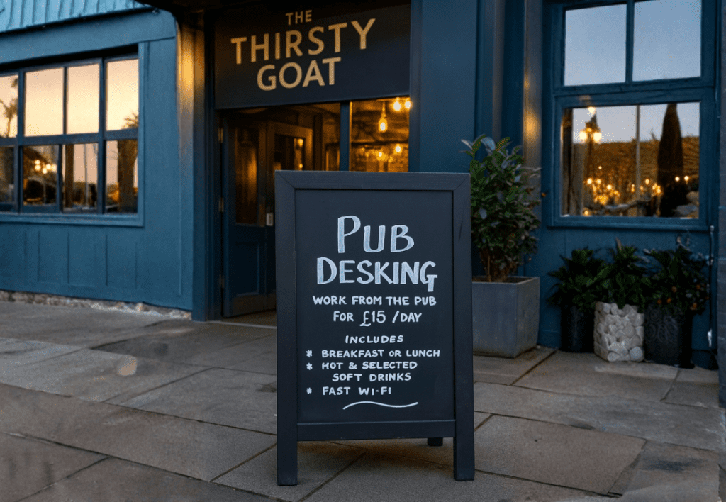 pub desking thirsty goat